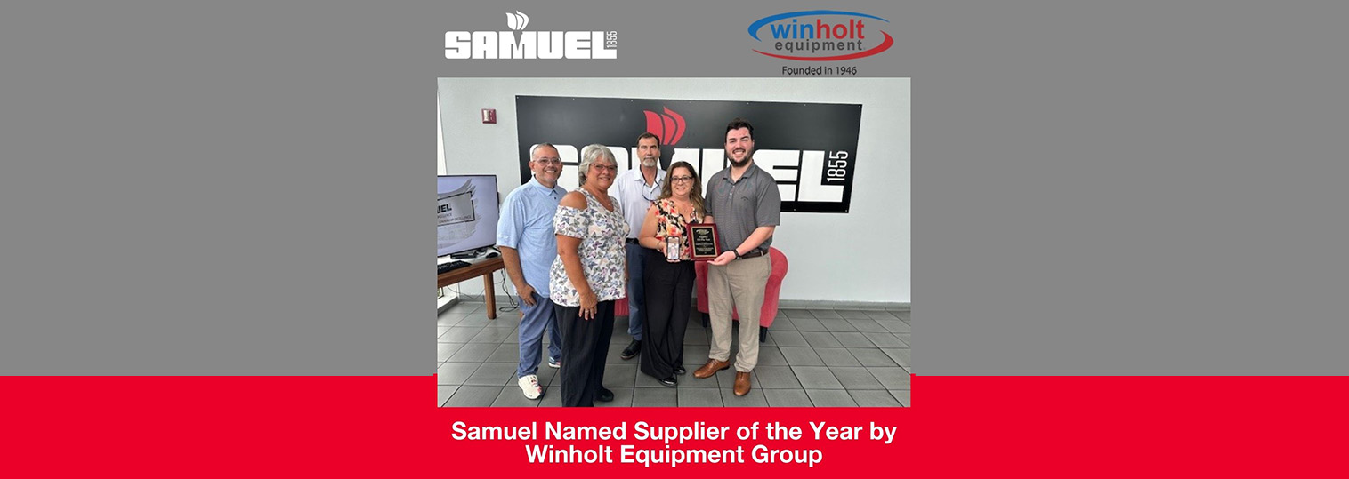 Samuel 168澳洲幸运10正规(中国)官方网站 Named Supplier Of The Year By Winholt Equipment Group