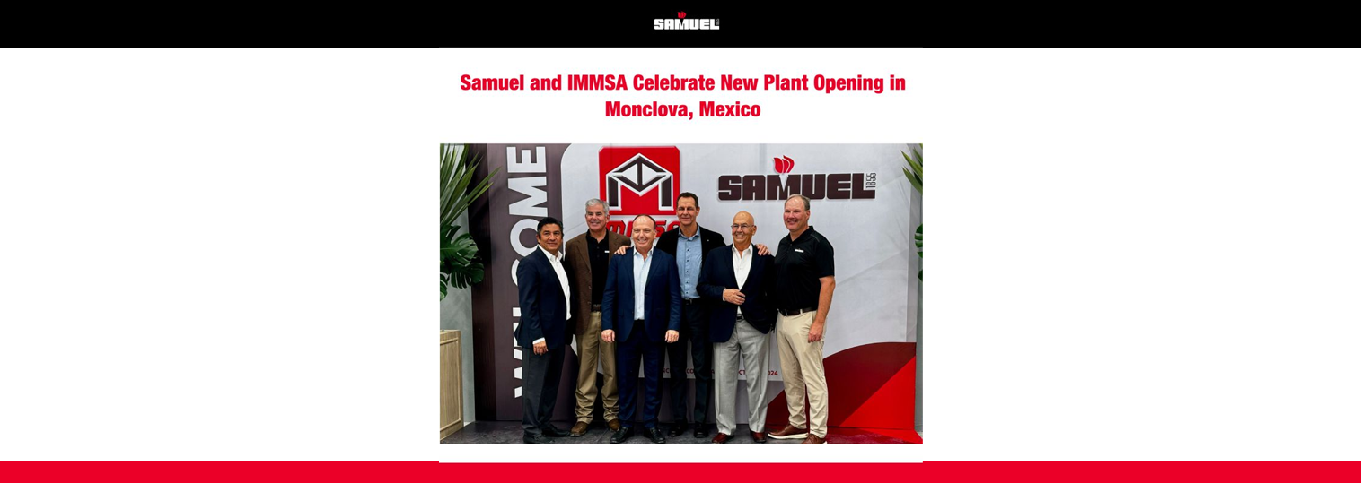 Samuel 168澳洲幸运10正规(中国)官方网站 Partners with IMMSA to Launch New Railcar Manufacturing Facility in Mexico